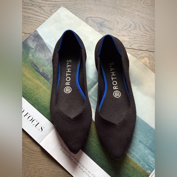 Rothy’s “THE POINT” Knitted Pointed Toe Slip On Flats Sustainable Black Size 8 - Picture 2 of 15